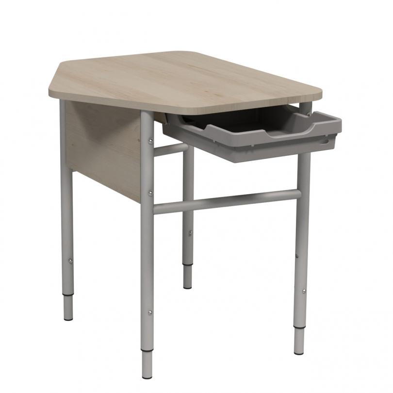 Учнівський стіл 5-кутний з лотком, на ростові групи №4-7, каркас - кругла металева труба, АЛМАНТ, 700х597х640-820 мм.